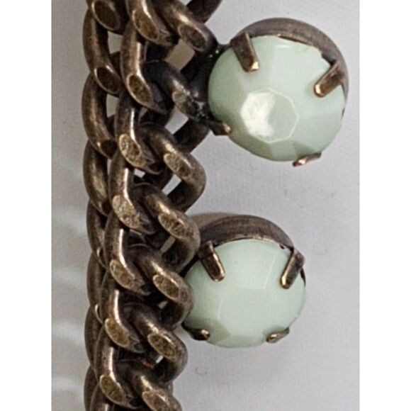 Vintage Chico's Five Strand Brass Link and Rhinestone Necklace - Picture 3 of 11